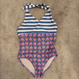 Tea Collection Blue and Pink One Piece Swimsuit Nautical Hearts